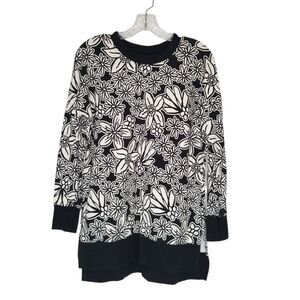 LuLaRoe Hannah Crewneck Floral Sweatshirt Tunic Black Cream Small